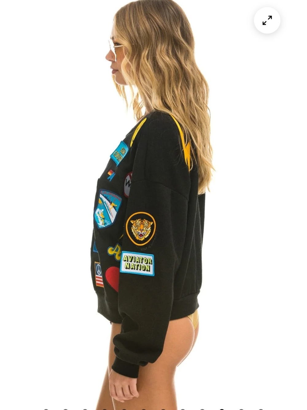 New Aviator Nation VINTAGE PATCH RELAXED CREW SWEATSHIRT -BLACK Small - Picture 8 of 10